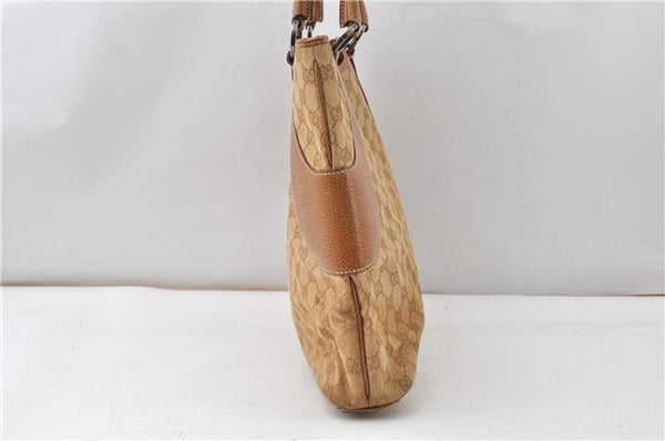 Authentic GUCCI Shoulder Hand Tote Bag GG Canvas Leather 113016 Beige K4784