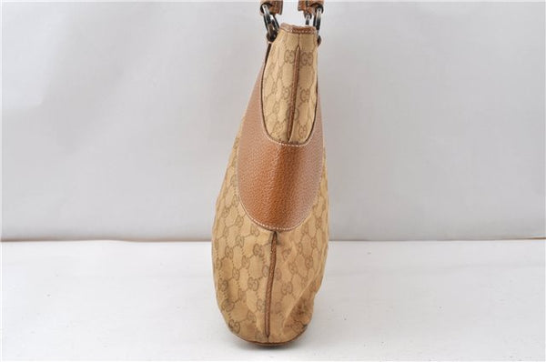 Authentic GUCCI Shoulder Hand Tote Bag GG Canvas Leather 113016 Beige K4784