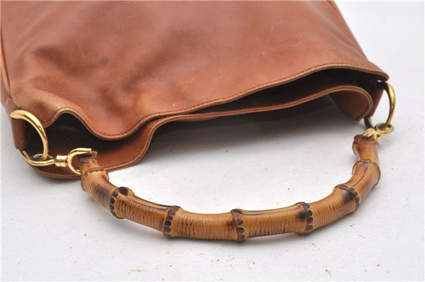 Authentic GUCCI Bamboo 2Way Shoulder Tote Bag Nylon Leather Brown Junk K4786