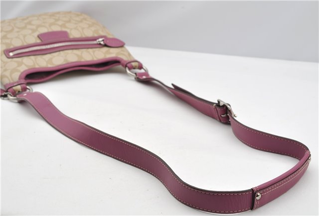 Authentic COACH Signature Shoulder Cross Body Bag PVC Leather F15704 Beige K4790