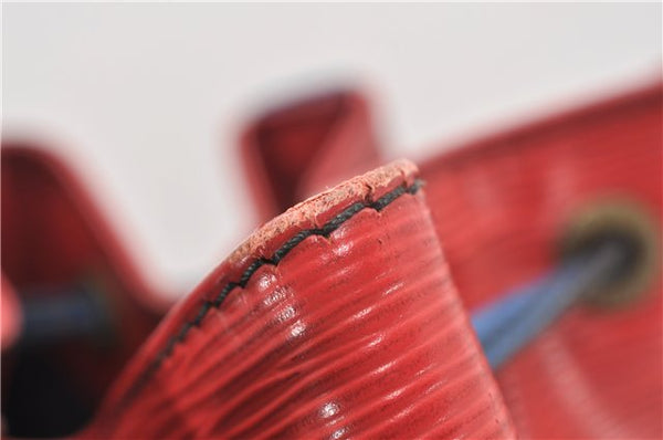 Authentic Louis Vuitton Epi Noe Bi-color Red x Blue M44084 Drawstring Bag K4796