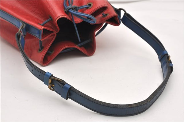 Authentic Louis Vuitton Epi Noe Bi-color Red x Blue M44084 Drawstring Bag K4796