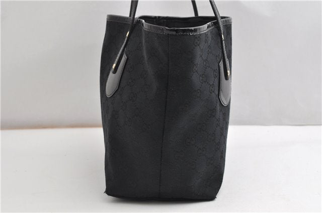 Authentic GUCCI Shoulder Tote Bag GG Canvas Enamel 211976 Black K4811