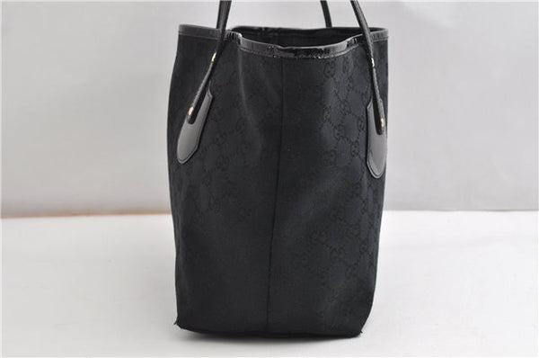 Authentic GUCCI Shoulder Tote Bag GG Canvas Enamel 211976 Black K4811