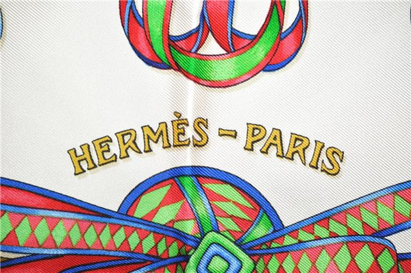 Authentic HERMES Carre 90 Scarf "LES RUBANS DU CHEVAL" Silk Purple K4818