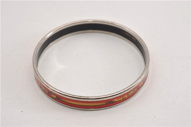 Authentic HERMES Email PM Bangle Belt Motif Silver Red Box K4819