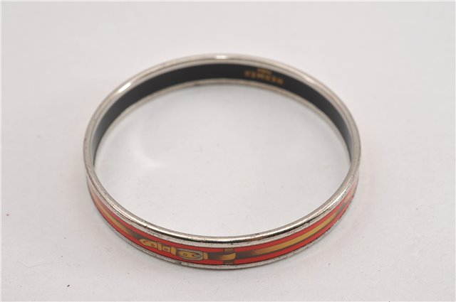 Authentic HERMES Email PM Bangle Belt Motif Silver Red Box K4819