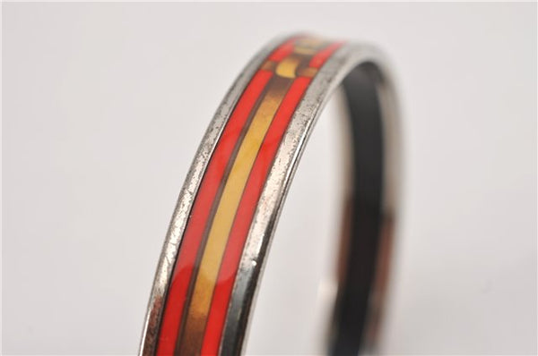 Authentic HERMES Email PM Bangle Belt Motif Silver Red Box K4819