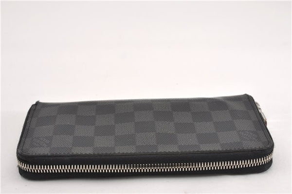 Authentic Louis Vuitton Damier Graphite Zippy Wallet Vertical N63095 LV K4828