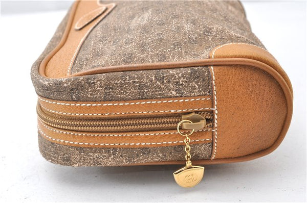 Authentic GUCCI Micro GG PVC Leather Clutch Hand Bag Purse Brown Junk K4831