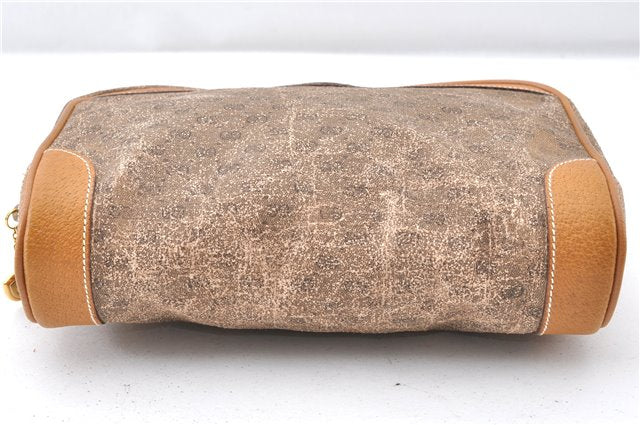 Authentic GUCCI Micro GG PVC Leather Clutch Hand Bag Purse Brown Junk K4831