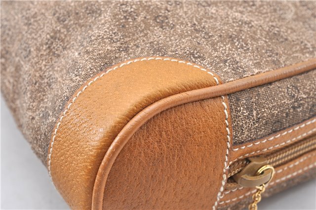 Authentic GUCCI Micro GG PVC Leather Clutch Hand Bag Purse Brown Junk K4831