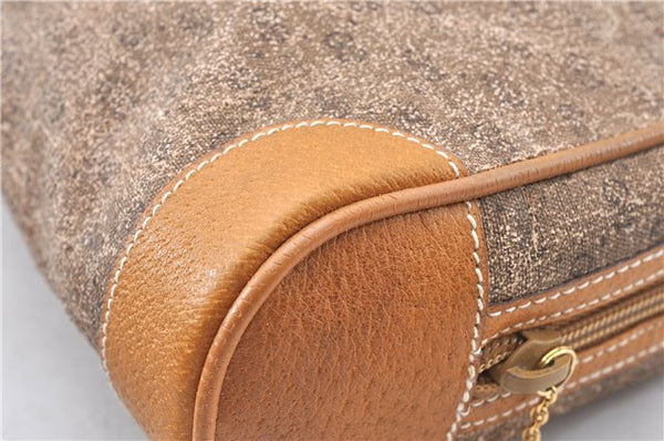 Authentic GUCCI Micro GG PVC Leather Clutch Hand Bag Purse Brown Junk K4831