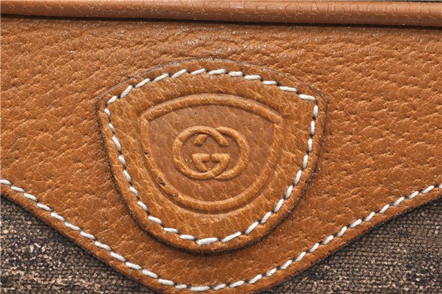 Authentic GUCCI Micro GG PVC Leather Clutch Hand Bag Purse Brown Junk K4831