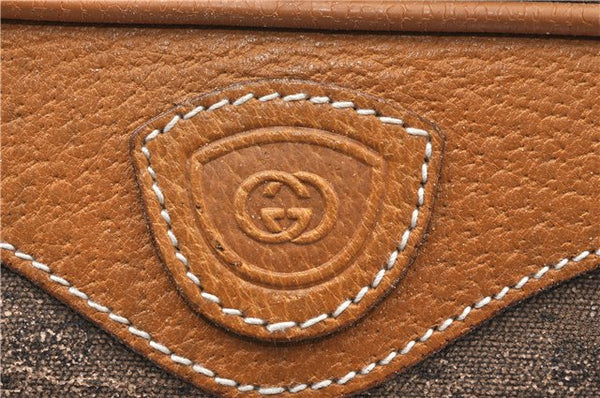 Authentic GUCCI Micro GG PVC Leather Clutch Hand Bag Purse Brown Junk K4831