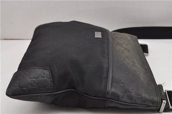 Authentic GUCCI Guccissima Shoulder Cross Bag Leather Nylon 161822 Black K4832