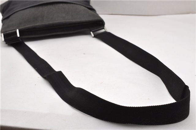 Authentic GUCCI Guccissima Shoulder Cross Bag Leather Nylon 161822 Black K4832