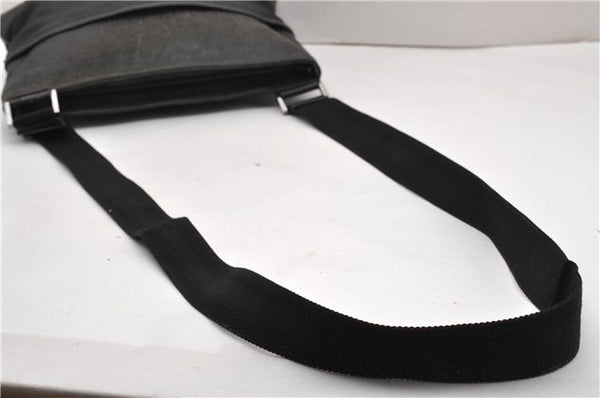 Authentic GUCCI Guccissima Shoulder Cross Bag Leather Nylon 161822 Black K4832