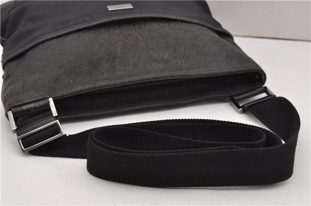 Authentic GUCCI Guccissima Shoulder Cross Bag Leather Nylon 161822 Black K4832