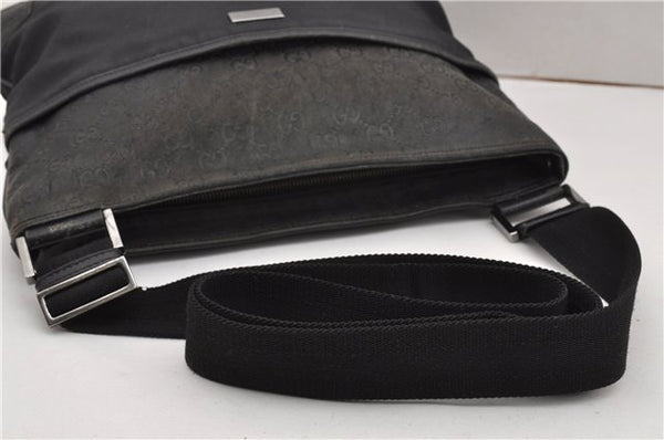 Authentic GUCCI Guccissima Shoulder Cross Bag Leather Nylon 161822 Black K4832