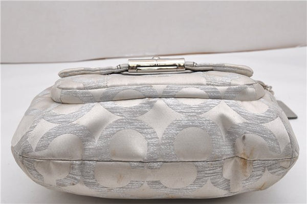 Auth COACH Madison Dotted Op Art 2Way Shoulder Bag Canvas Leather White K4833