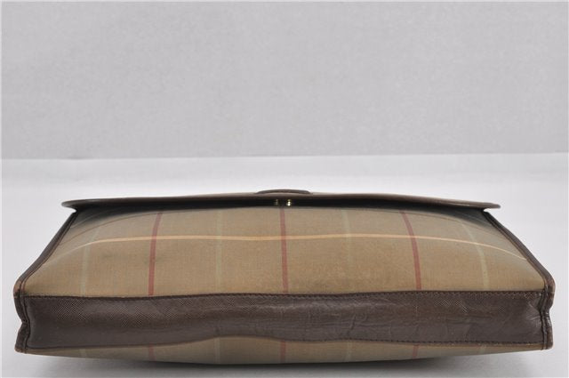 Authentic Burberrys Vintage Check Canvas Clutch Documents Case Khaki Green K4834