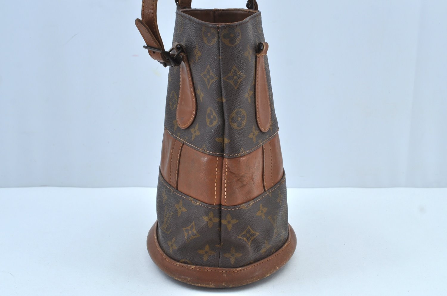 Auth Louis Vuitton Monogram Bucket PM Shoulder Tote Bag USA Model LV Junk K4845