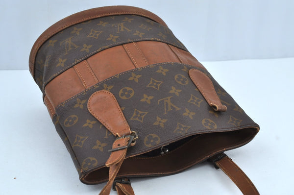 Auth Louis Vuitton Monogram Bucket PM Shoulder Tote Bag USA Model LV Junk K4845