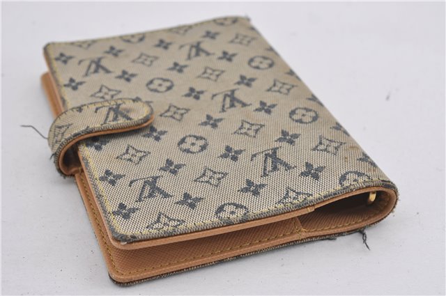 Auth Louis Vuitton Monogram Mini Agenda PM Notebook Cover R20905 Blue LV K4851