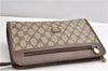 Authentic GUCCI Vintage Clutch Hand Bag Purse GG PVC Leather Brown K4856