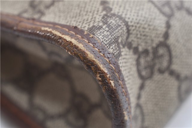 Authentic GUCCI Vintage Clutch Hand Bag Purse GG PVC Leather Brown K4856