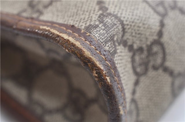 Authentic GUCCI Vintage Clutch Hand Bag Purse GG PVC Leather Brown K4856