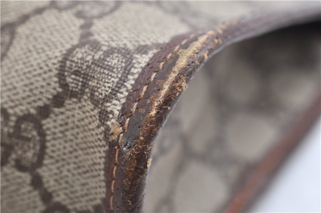 Authentic GUCCI Vintage Clutch Hand Bag Purse GG PVC Leather Brown K4856