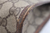 Authentic GUCCI Vintage Clutch Hand Bag Purse GG PVC Leather Brown K4856