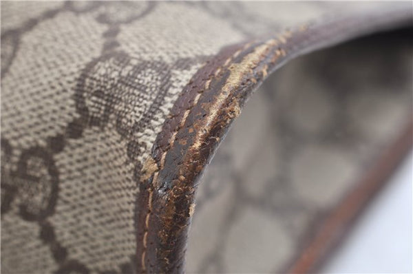 Authentic GUCCI Vintage Clutch Hand Bag Purse GG PVC Leather Brown K4856