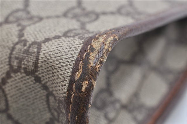 Authentic GUCCI Vintage Clutch Hand Bag Purse GG PVC Leather Brown K4856