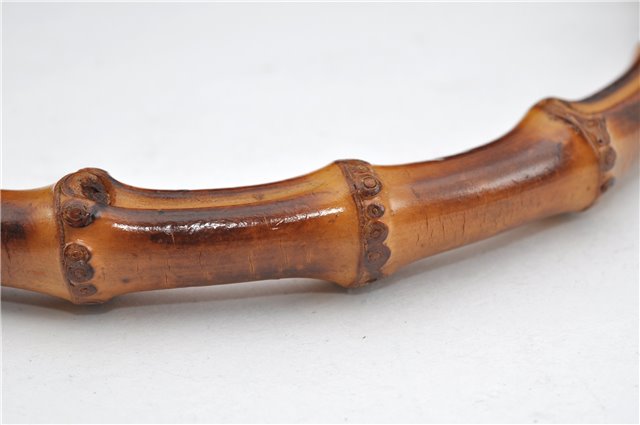 Authentic GUCCI Vintage Bamboo Shoulder Hand Bag Purse Nylon Leather Black K4895