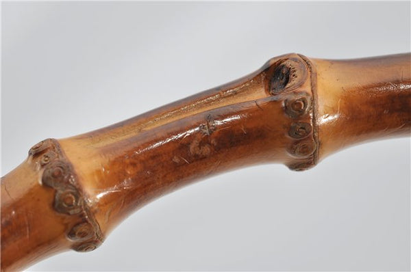 Authentic GUCCI Vintage Bamboo Shoulder Hand Bag Purse Nylon Leather Black K4895