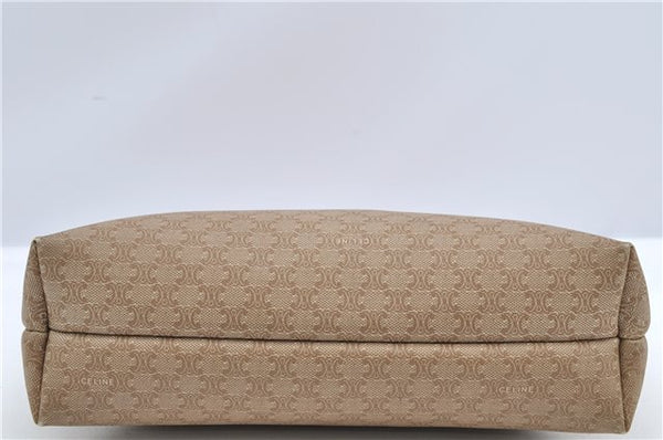 Authentic CELINE Macadam Blason Pattern Hand Pouch Purse PVC Leather Beige K4897