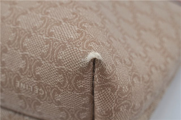 Authentic CELINE Macadam Blason Pattern Hand Pouch Purse PVC Leather Beige K4897