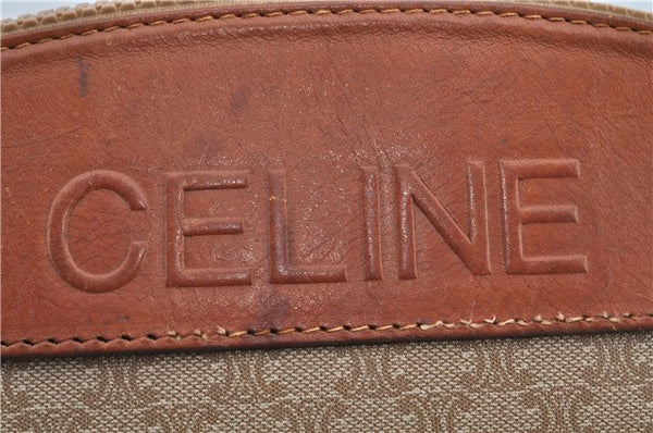 Authentic CELINE Macadam Blason Pattern Hand Pouch Purse PVC Leather Beige K4897