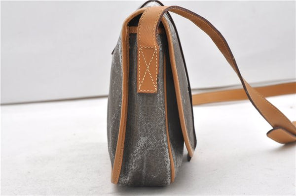 Authentic FENDI Zucchino Shoulder Cross Body Bag PVC Leather Brown Junk K4904