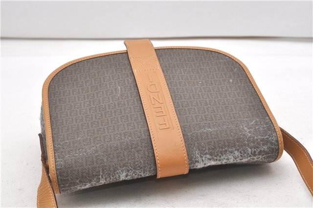 Authentic FENDI Zucchino Shoulder Cross Body Bag PVC Leather Brown Junk K4904