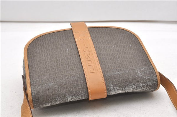 Authentic FENDI Zucchino Shoulder Cross Body Bag PVC Leather Brown Junk K4904