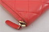 Authentic CHANEL Vintage Lamb Skin Matelasse Long Wallet Purse Pink CC K4914