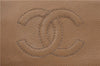 Authentic CHANEL Caviar Skin CC Logo Round Zip Long Wallet Purse Beige K4919