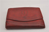 Authentic CHANEL Vintage Caviar Skin CC Logo Bifold Wallet Purse Red Junk K4920