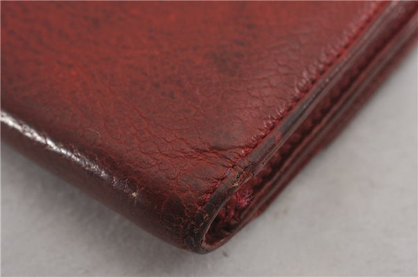 Authentic CHANEL Vintage Caviar Skin CC Logo Bifold Wallet Purse Red Junk K4920