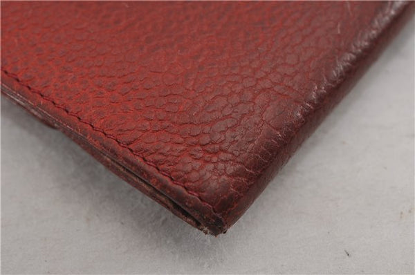 Authentic CHANEL Vintage Caviar Skin CC Logo Bifold Wallet Purse Red Junk K4920