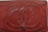 Authentic CHANEL Vintage Caviar Skin CC Logo Bifold Wallet Purse Red Junk K4920